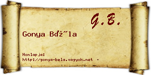 Gonya Béla névjegykártya